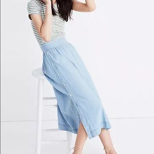 Madewell indigo side-button midi skirt